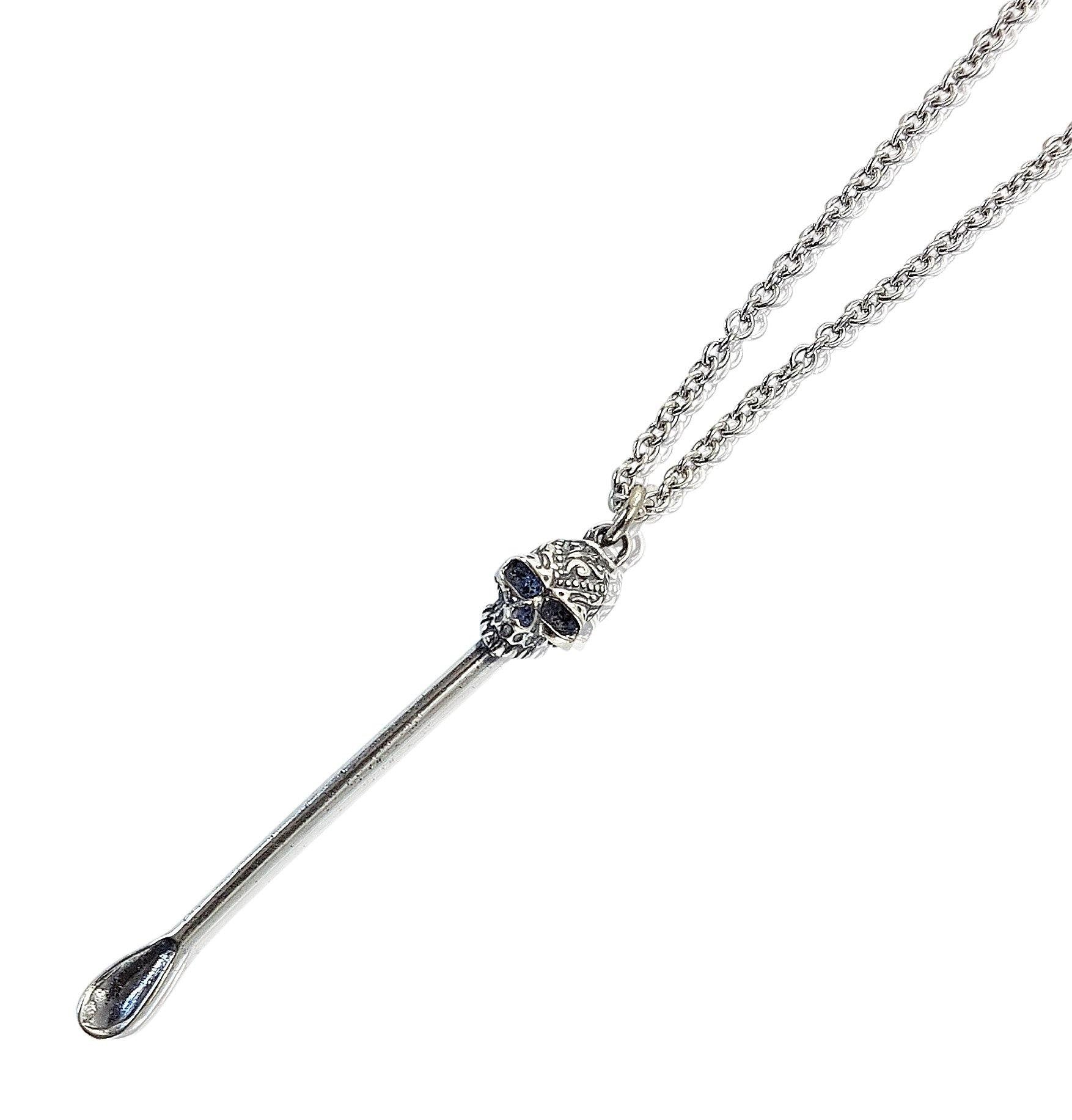 Sugar Skull Spoon Snuff Necklace Solid .925 Silver – Moon Designs