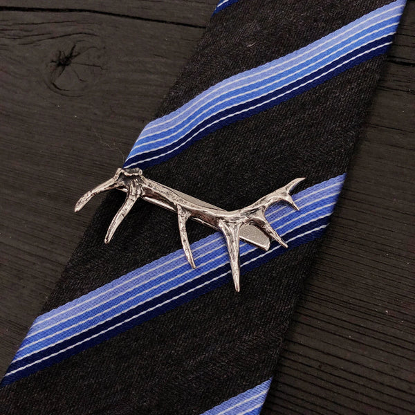 Silver Elk Antler Tie Bar