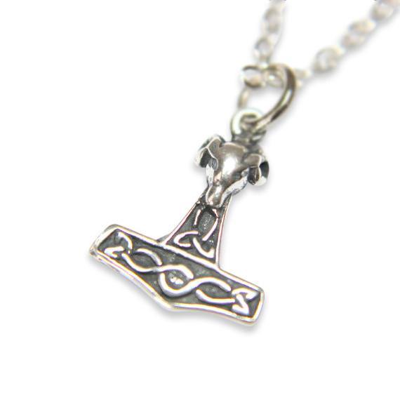 Tiny Mjolnir Rams Head Thors Hammer Necklace - Moon Raven Designs