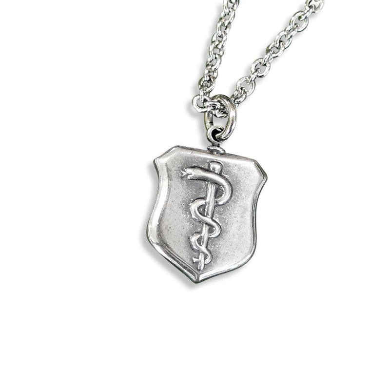Rod of Asclepius Shield Pendant Necklace - Moon Raven Designs