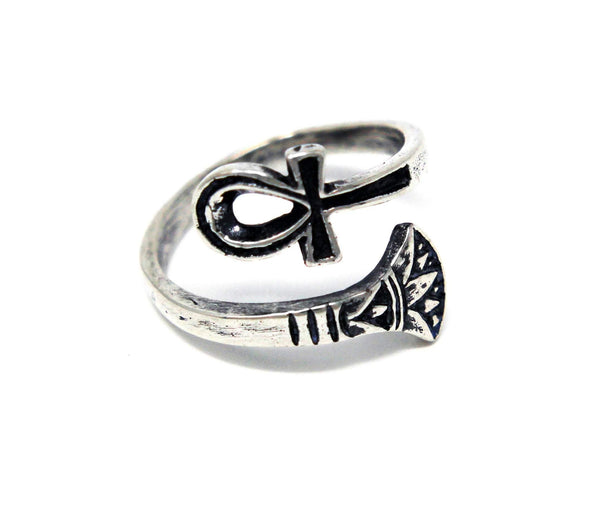 Silver Ankh Ring Egyptian Ring - Moon Raven Designs