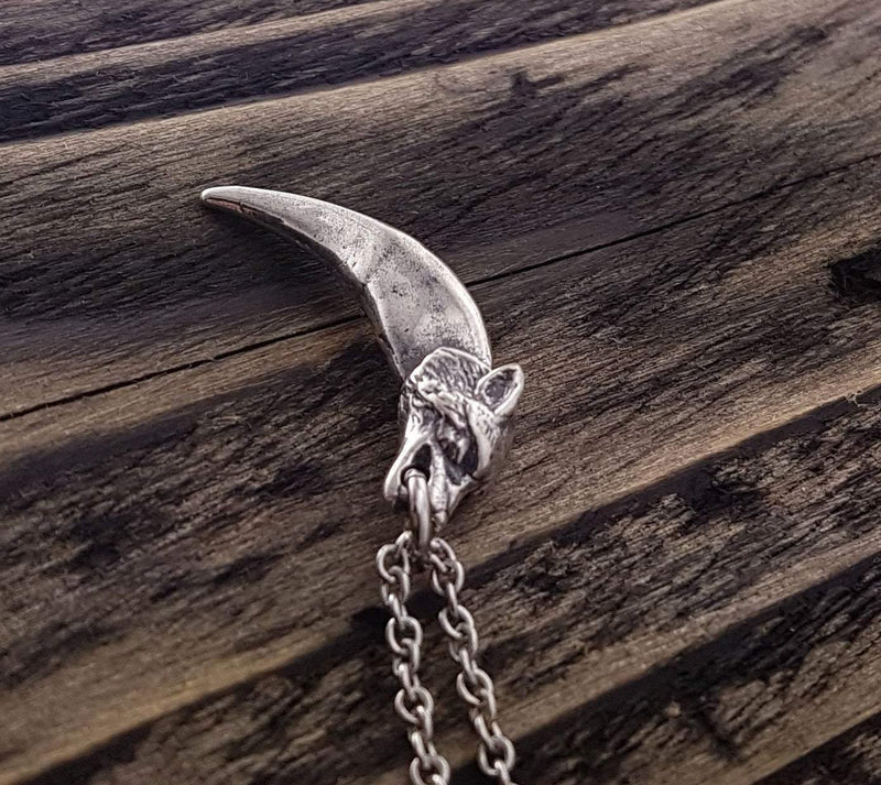 Fox Canine Tooth Pendant Charm Necklace Silver Plated Bronze - Moon Raven Designs