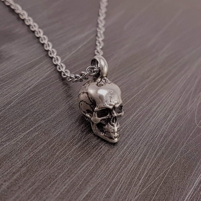 Human Skull Cremation Ash Urn Charm Necklace - Moon Raven Designs