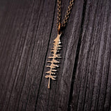 Spruce Tree Silhouette Sitka Charm Pendant Necklace Solid Cast Jeweler's Bronze - Moon Raven Designs