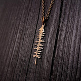 Spruce Tree Silhouette Sitka Charm Pendant Necklace Solid Cast Jeweler's Bronze - Moon Raven Designs