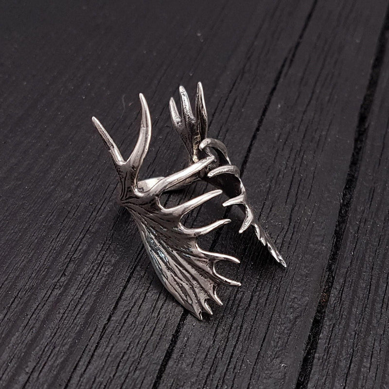 Moose Antler Wrap Ring Solid Cast 925 Sterling Silver - Moon Raven Designs