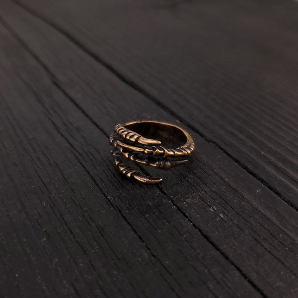 Bird Claw Talon Wrap Ring - Solid Hand Cast Jewelers Bronze - Sizes 4.5 to 11 Available - Unisex Crow Foot Statement Jewelry Gift
