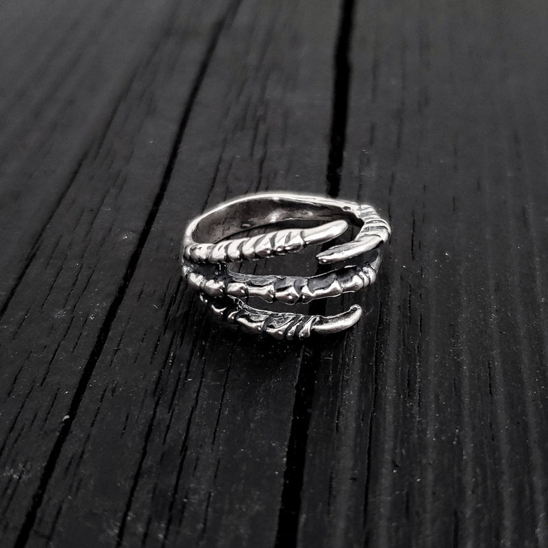 Bird Claw Talon Wrap Ring - Solid Hand Cast 925 Sterling Silver - Unique Statement Ring - Crow Raven Unisex Gift - Sizes 4.5 to 11