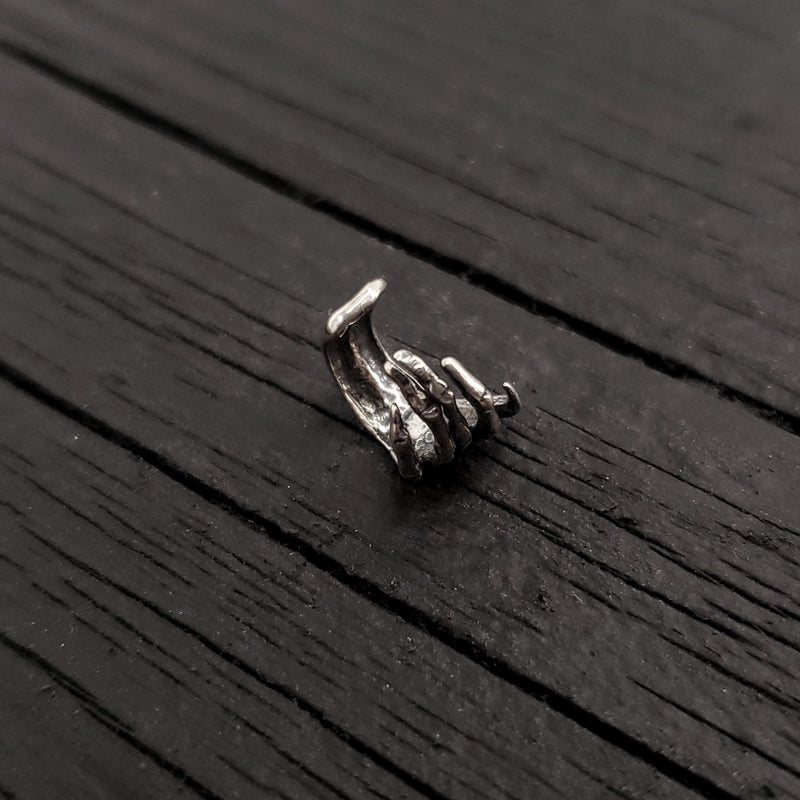 Skeleton Hand Ear Cuff - Solid Hand Cast Sterling Silver - Statement Ear Jewelry Gift for Him or Her