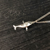 Breaching Humpback Whale Charm Pendant Necklace - Solid Hand Cast .925 Sterling Silver - Polished Finish - Jewelry Gift for Her