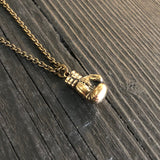 Boxing Glove Charm Pendant Necklace - Solid Cast Bronze - Polished Oxidized Finish - Multiple Chain Lengths Available