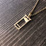 Small Guillotine Charm Pendant Necklace - Solid Hand Cast Bronze - Polished Oxidized Finish - Three Dimensional Detail