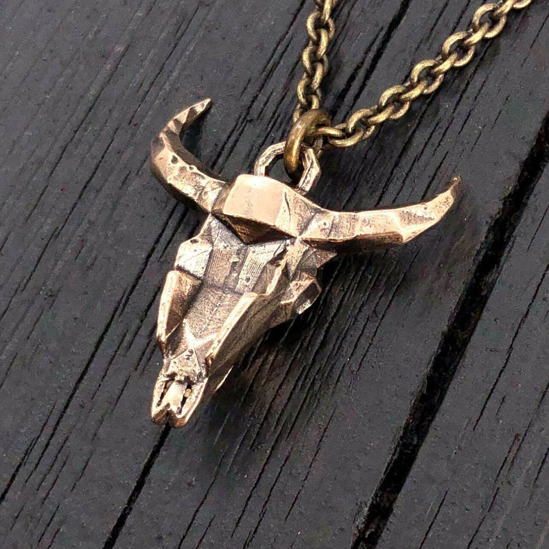 Cow Skull Necklace on Brown Cord – Phoenix Menswear