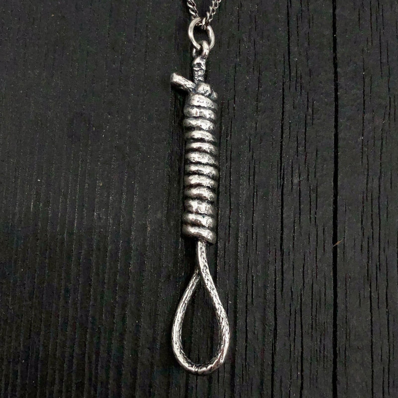 Solid Sterling Silver Hangman's Noose Charm Pendant Necklace - Highly Detailed Rare and Unique Jewellery