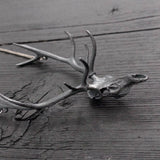 Elk Skull Necklace Solid Sterling Silver Elk Skull Pendant Oxidized Sterling Elk Antler Jewelry