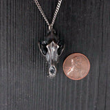 Grey Wolf Skull Pendant Necklace - Solid Sterling Silver - Dark Oxidized Finish - Multiple Chain Lengths - Animal Jewelry