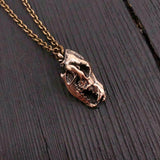 Grey Wolf Skull Necklace in Solid Bronze Wolf Skull Pendant Wolf Skull Jewelry