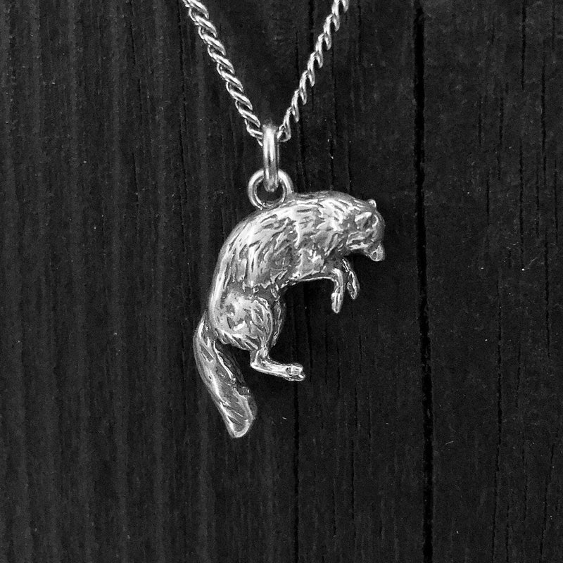 Pouncing Arctic Fox Pendant Necklace in Solid Sterling Silver - Gift For Him or Her - Unique Nature Inspired Forest Creature Jewelry