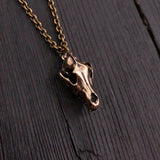 Grey Wolf Skull Necklace in Solid Bronze Wolf Skull Pendant Wolf Skull Jewelry