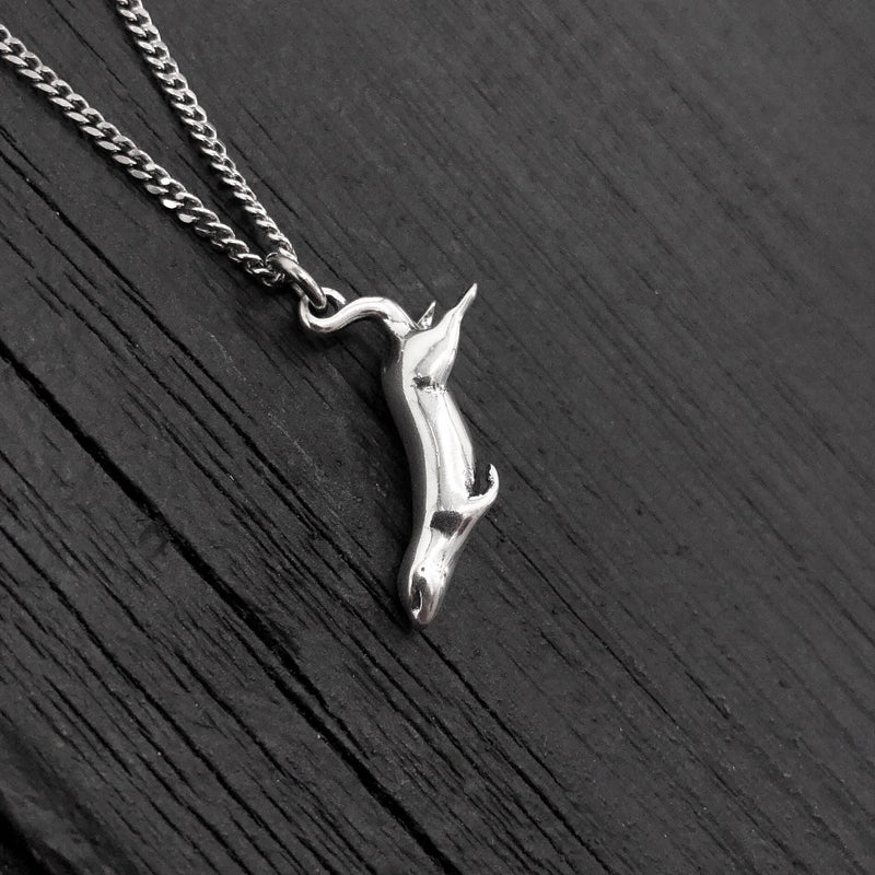 Diving Sea Otter Pendant Charm Necklace - Solid 925 Sterling Silver- Oxidized Hand Polished Finish - Multiple Chain Lengths - Animal Jewelry