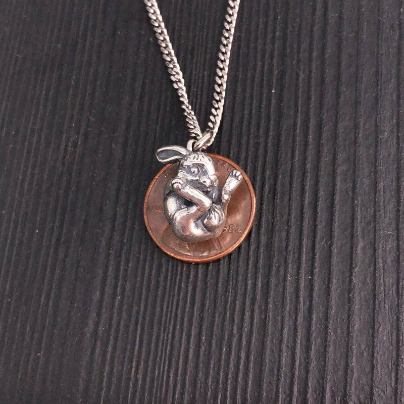 Sterling Silver Rabbit Necklace Easter Bunny Rabbit Pendant